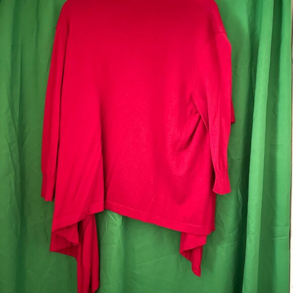 DKNY L Ladies Red Long Sleeve 55% cotton, 22% Rayon, 20% nylon, 3% cashmere - Picture 4 of 5